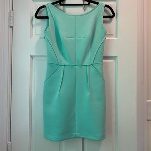 Milly size 0 Mint Green Neoprene Scuba Dress Party Cocktail $328 Sleeveless
